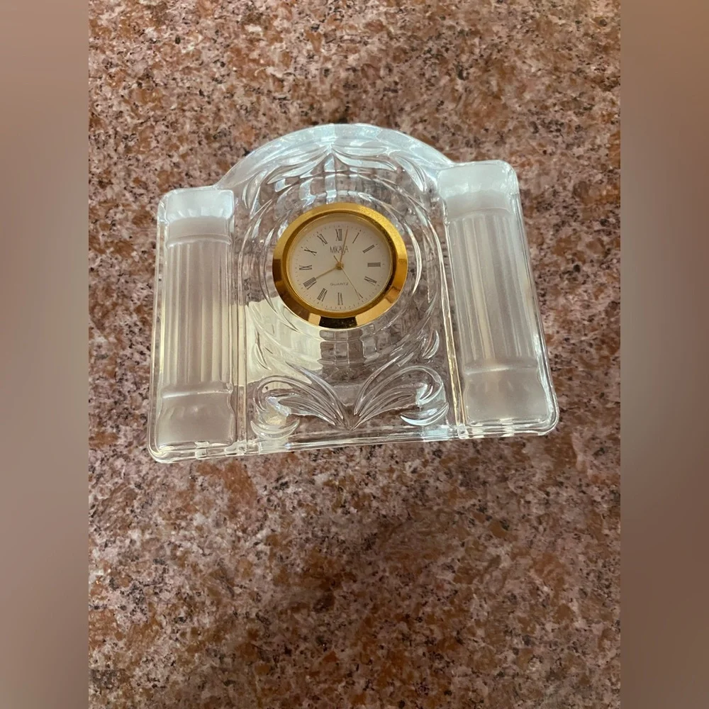Clear Crystal Mantel Clock with Gold-Tone Bezel